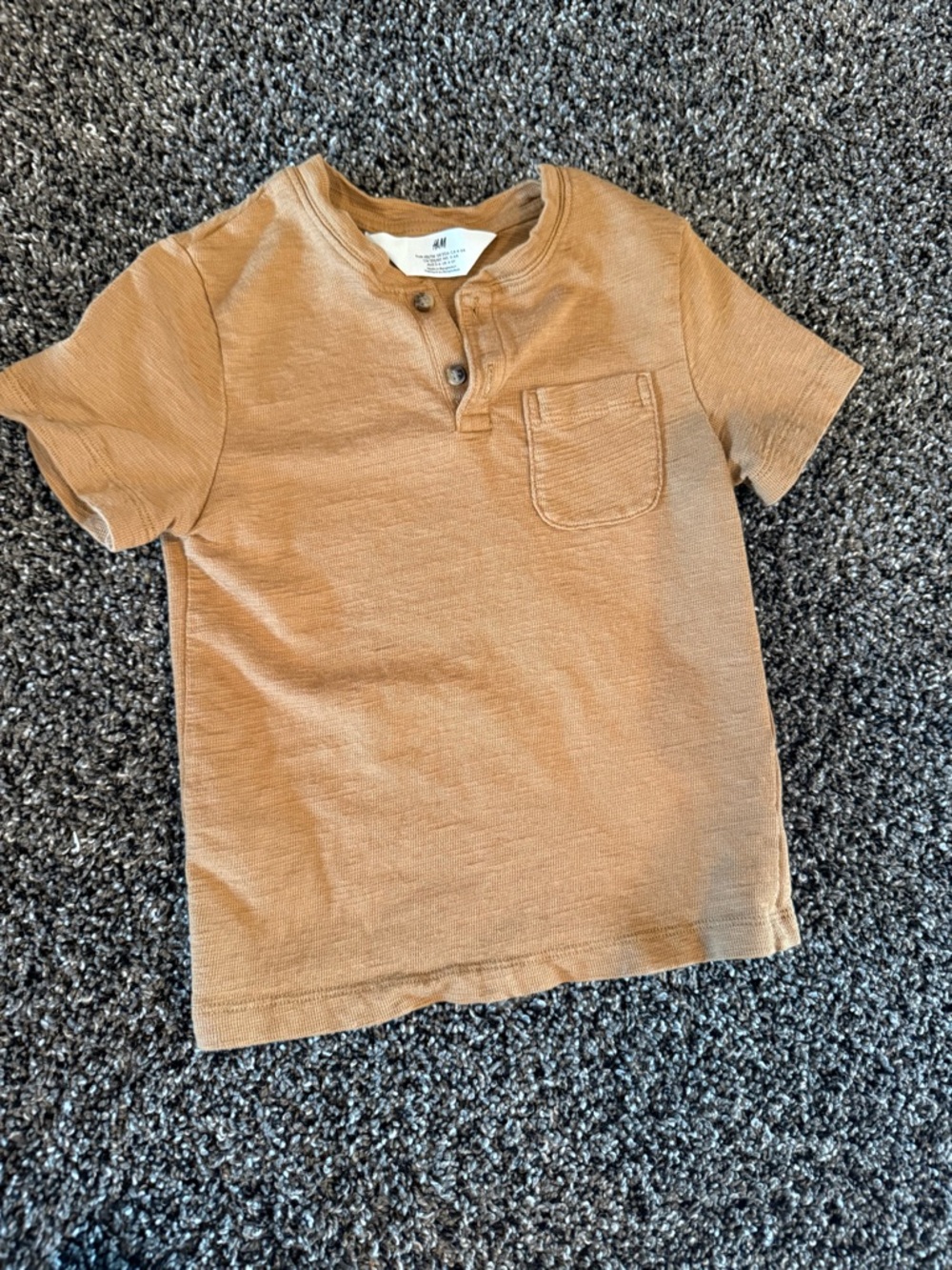 H&M Boys' Rust Short Sleeve Henley Pocket Tee